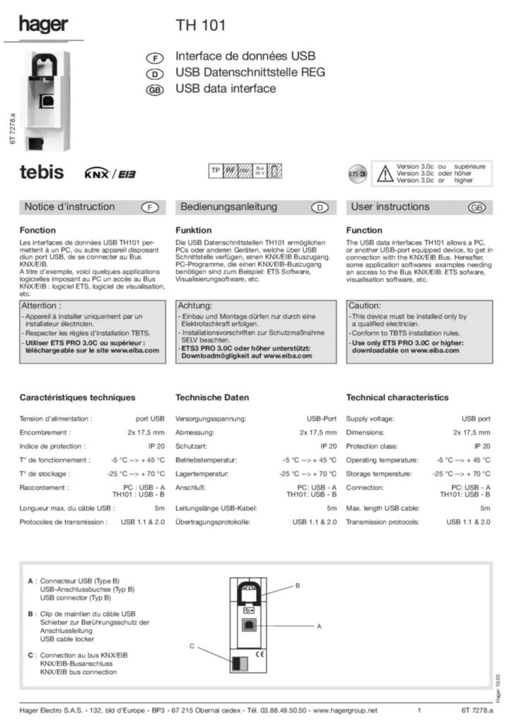 Imagem Manual de instalação International 2020-01-01 | Hager Portugal