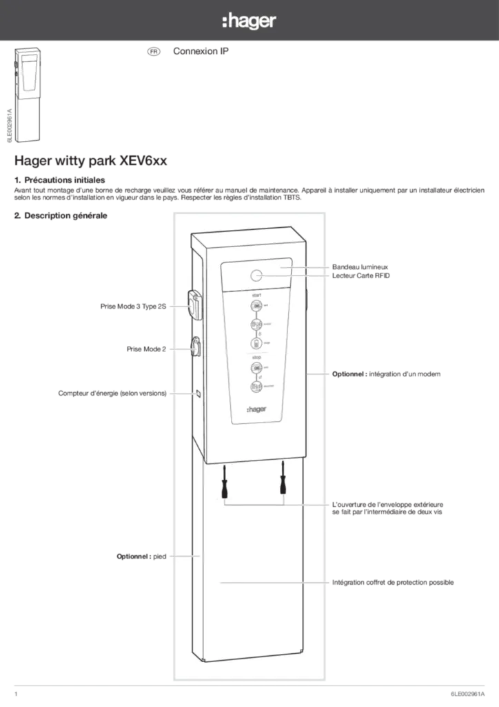 Image Notice_Bornes-de-charge_Connexion_XEV6.. FR | Hager France