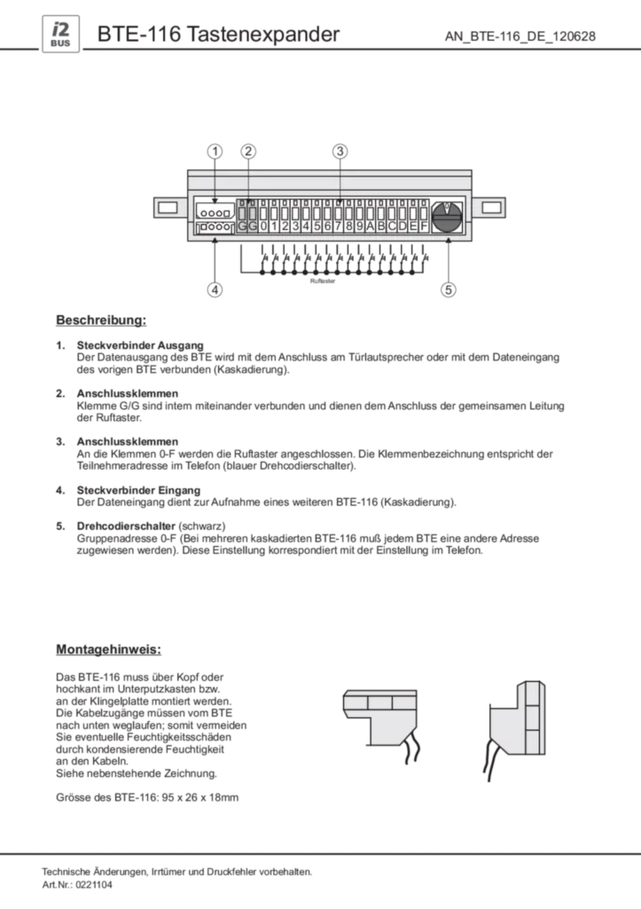 Bild installationsanleitung für 1001xx, 1067xx, 1068xx, 1087xx, 1088xx, 1703xx - VideoSets, Taster-Expander (DE-EN, Stand: 06.2012) | Hager Deutschland