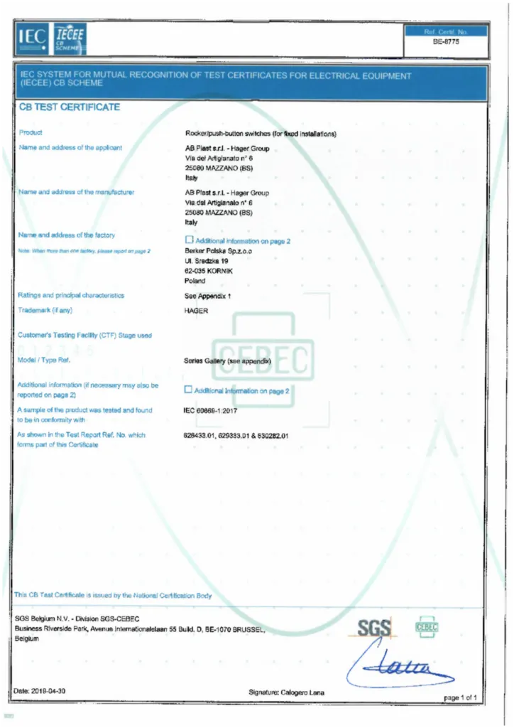 Slika Certifikat proizvoda en-GB 2019-05-09  | Hager