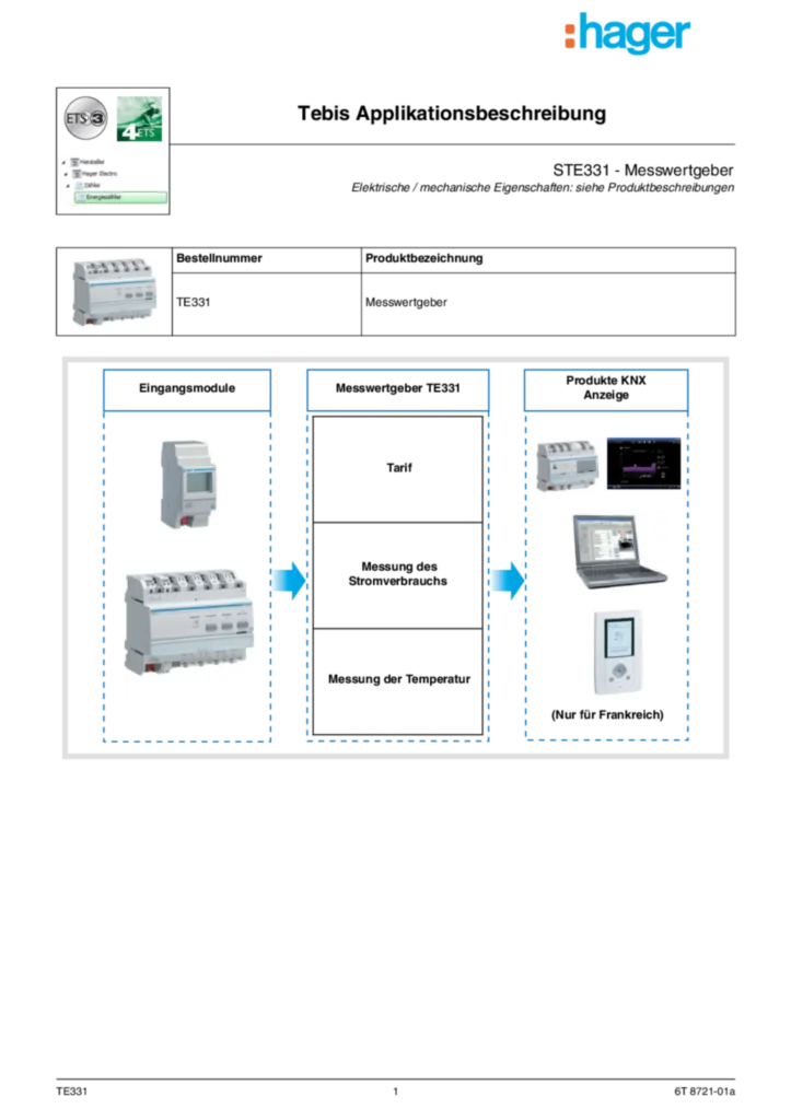 Bild Applikationsbeschreibung ETS für TE331 - Messwertgeber (DE, Vers. 6T8721-01A) | Hager Deutschland