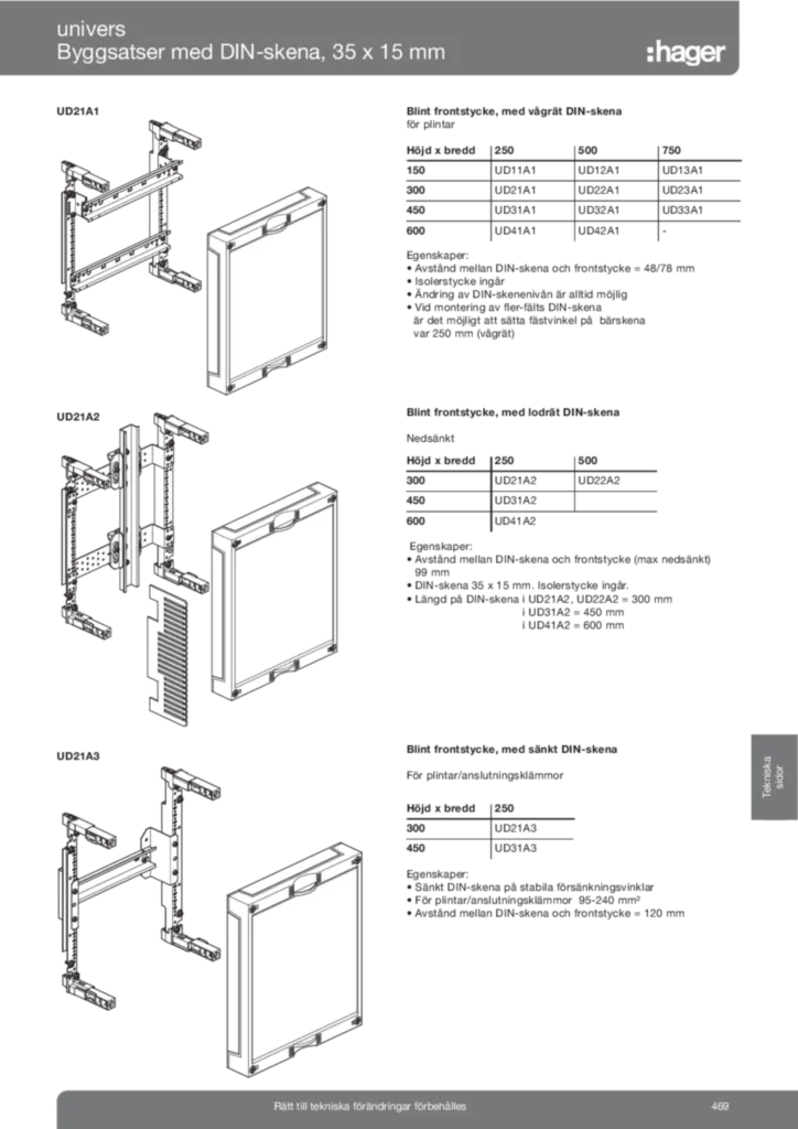 Bild Tekniska sidor univers byggsatser | Hager Sverige
