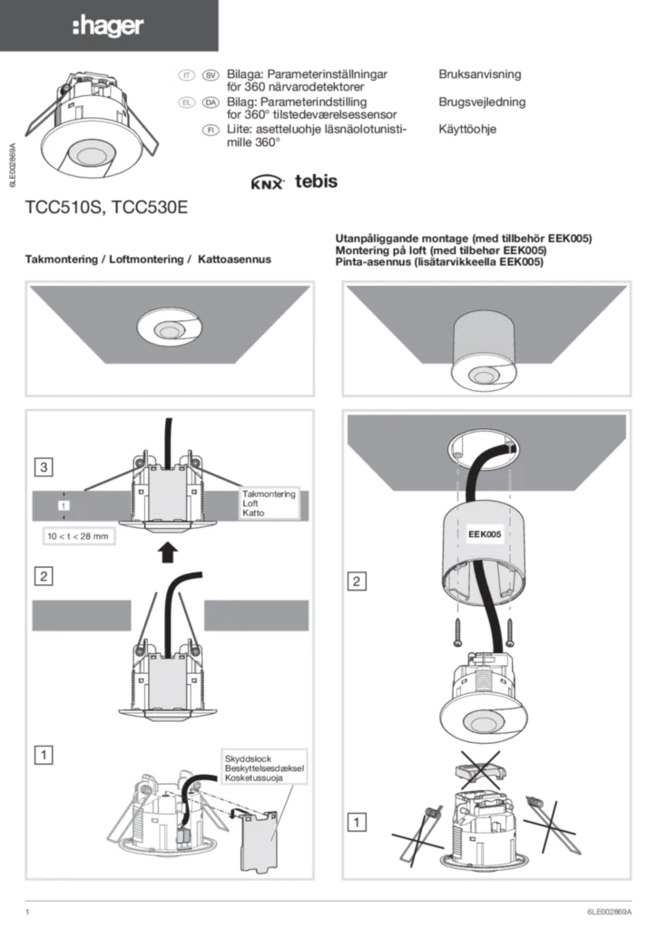 Immagine Manuale di installazione da-DK, fi-FI, el-GR, it-IT, sv-SE 2011-04-29 | Hager Italia