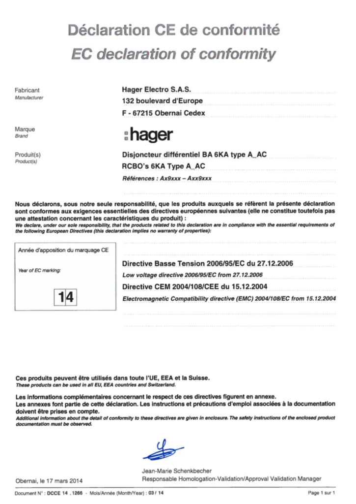 Image Declaration | Hager Suisse