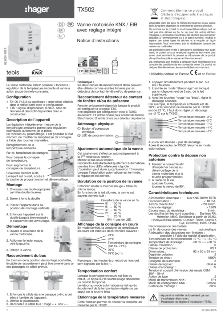 Immagine Manuale di installazione en-GB, fr-FR, de-DE, nl-NL, pl-PL 2017-09-18 | Hager Italia