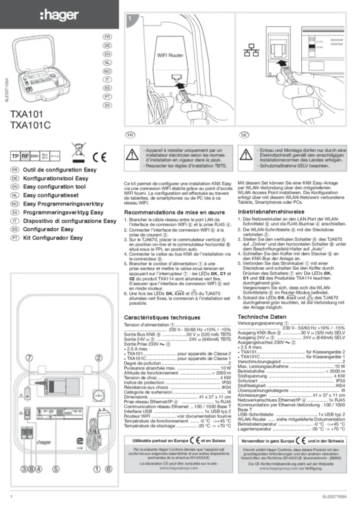 Image Notice pour outil de configuration Easy TXA101 TXA101C | Hager France