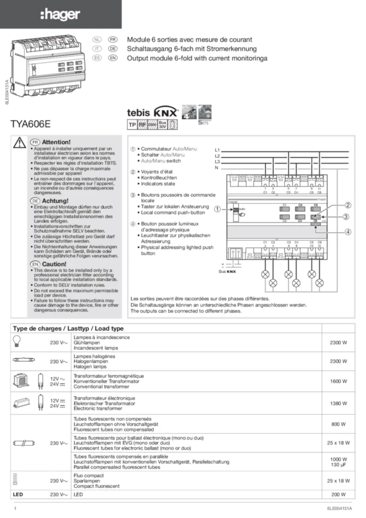 Zdjęcie Instrukcja montażu en-GB, es-ES, fr-FR, de-DE, it-IT, nl-NL, pl-PL 2010-01-14 | Hager Polska