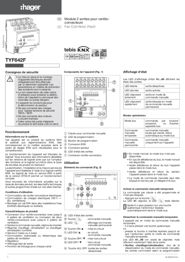 Immagine Manuale di installazione fr-FR, de-DE 2012-11-15 | Hager Italia