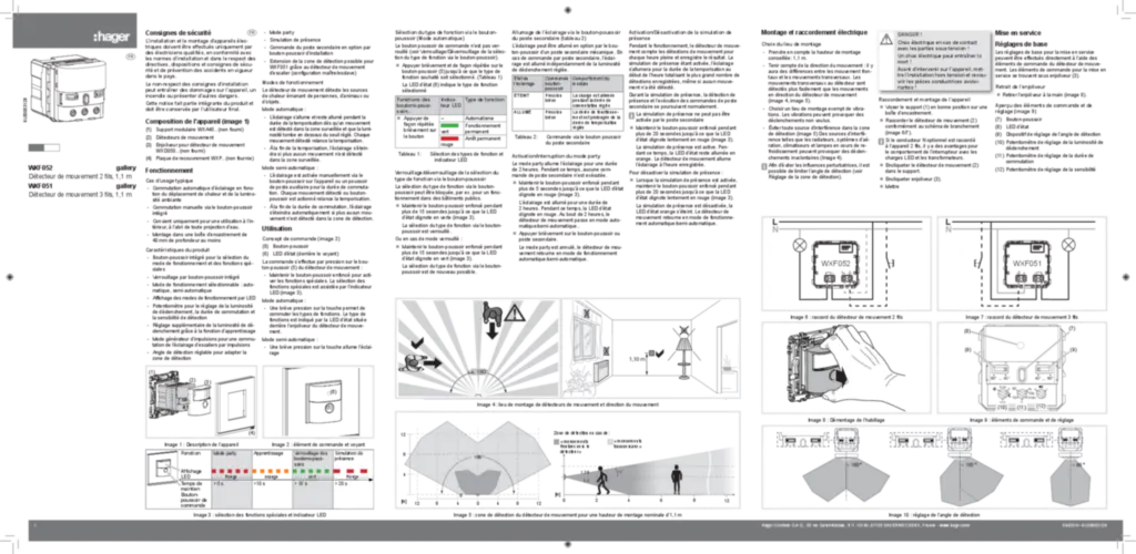 Image Notice d'instruction pour Détecteur de mouvement 2/3 fils (FR, 2021-12) | Hager Belgique