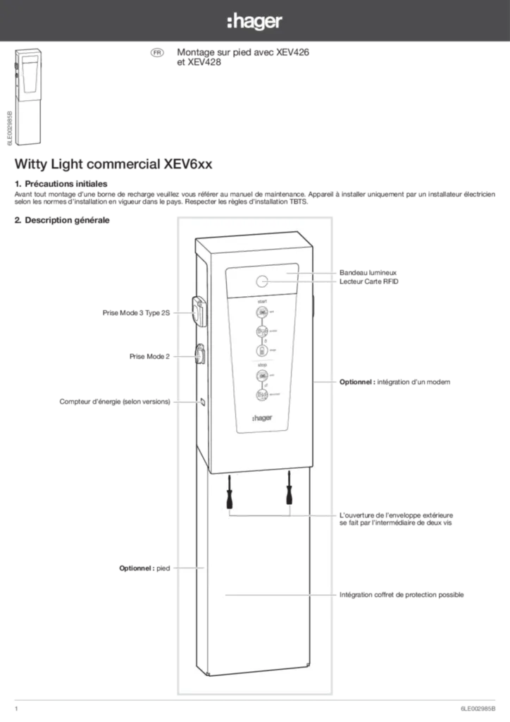 Image Notice bornes de charge XEV426, XEV428_FR | Hager France