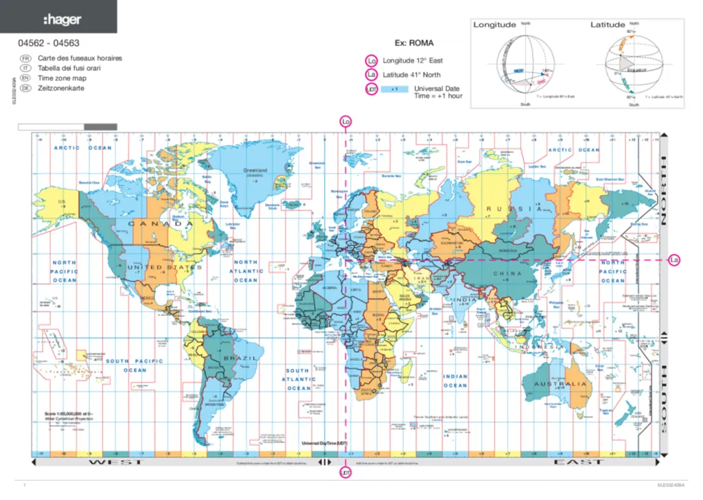 Image Notice carte fuseaux horaires | Hager France