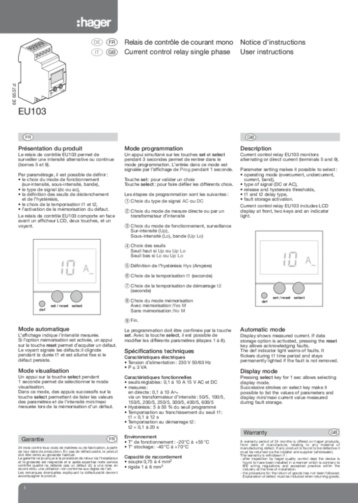 Imagem Manual de instalação en-GB, fr-FR, de-DE, it-IT 2020-01-01 | Hager Portugal