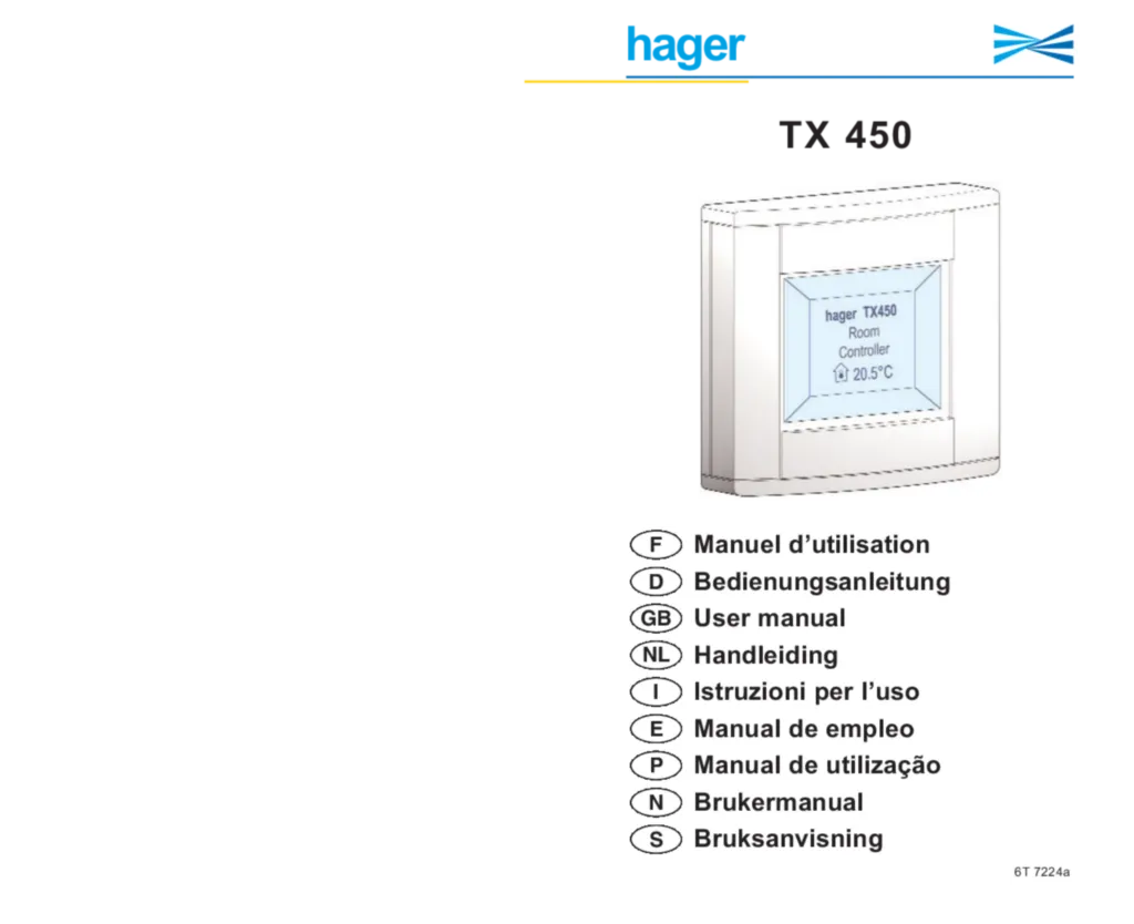 Bild Montageanleitung für TX450A - Display mit 4 Tasten (DE-NO-SV-PT-EN-IT-FR-ES-NL, Stand: 03.2004) | Hager Deutschland