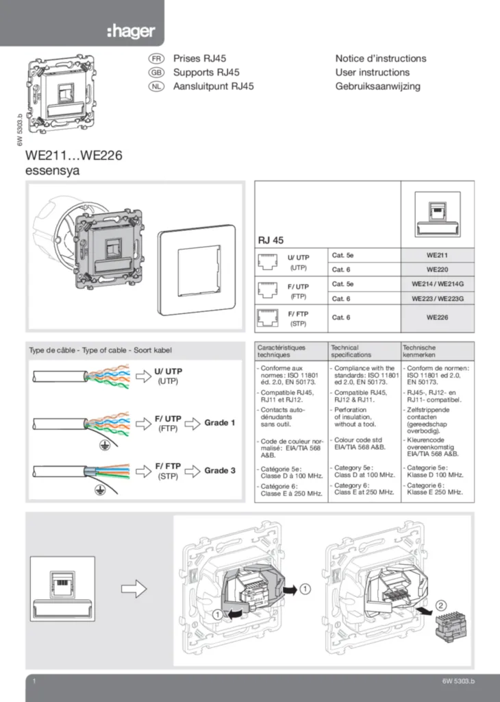 Image Prises RJ45 essensya | Hager France