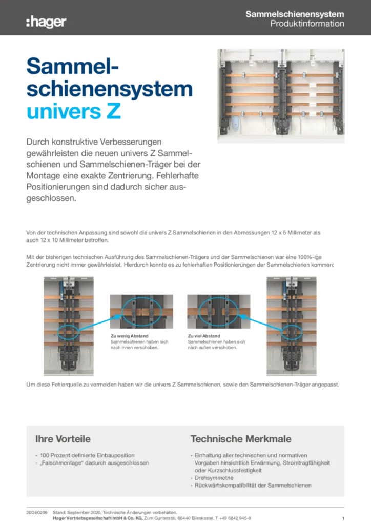 Bild Sammelschienensystem univers Z | Hager Deutschland