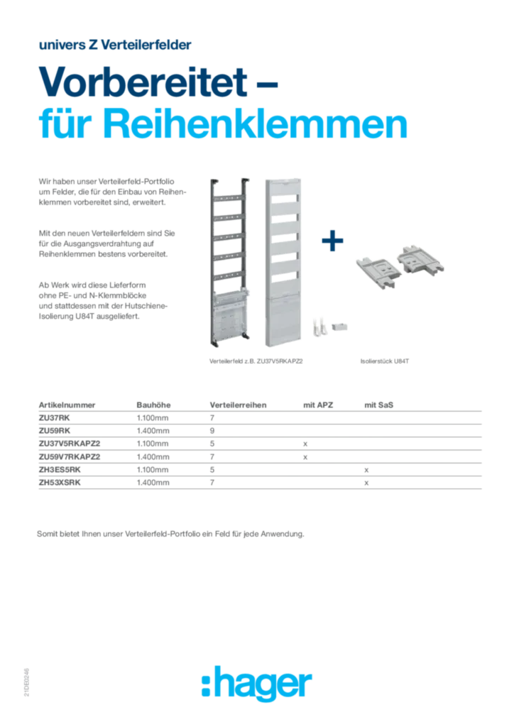 Bild univers Z Verteilerfelder | Hager Deutschland