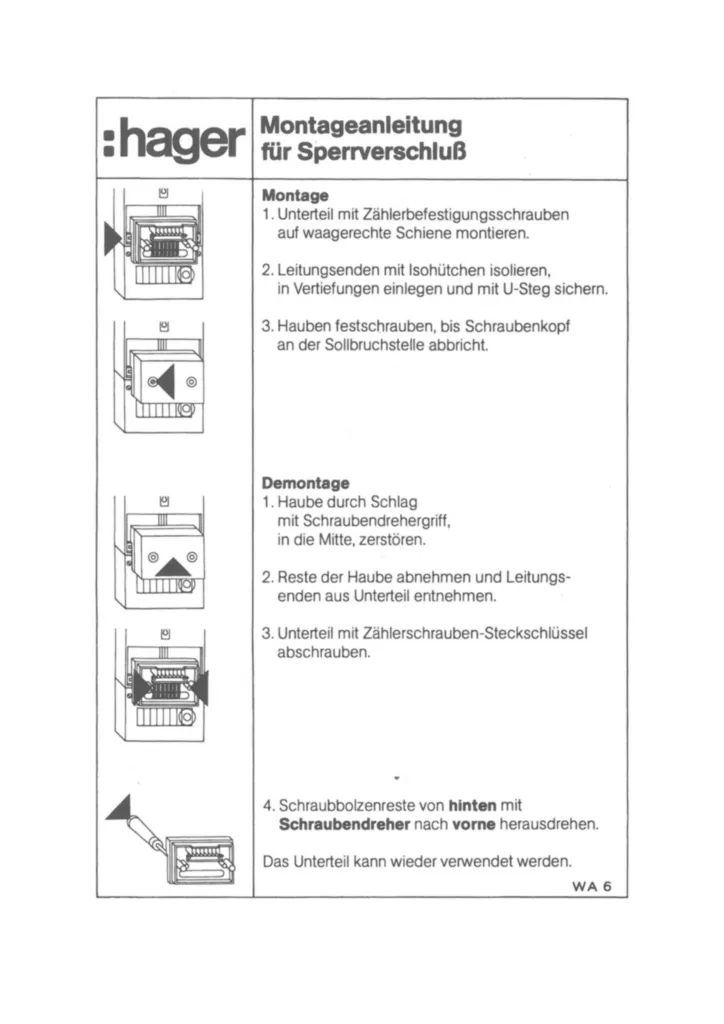 Bild Montageanleitung für T95A, T95E - Sperrverschluss, universZ (Stand: 03.2018) | Hager Deutschland