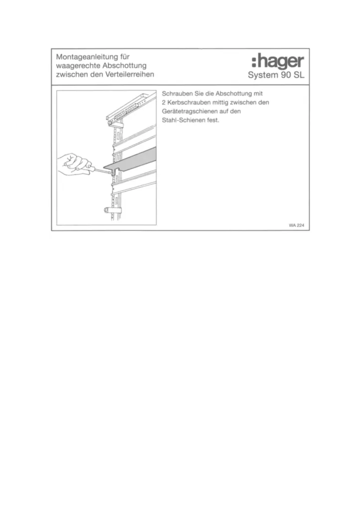 Bild Montageanleitung für U831R - Abschottung, waagerecht, für Verteiler, zwischen Verteilerreihen bis Rückwand (Stand: 03.2018) | Hager Deutschland