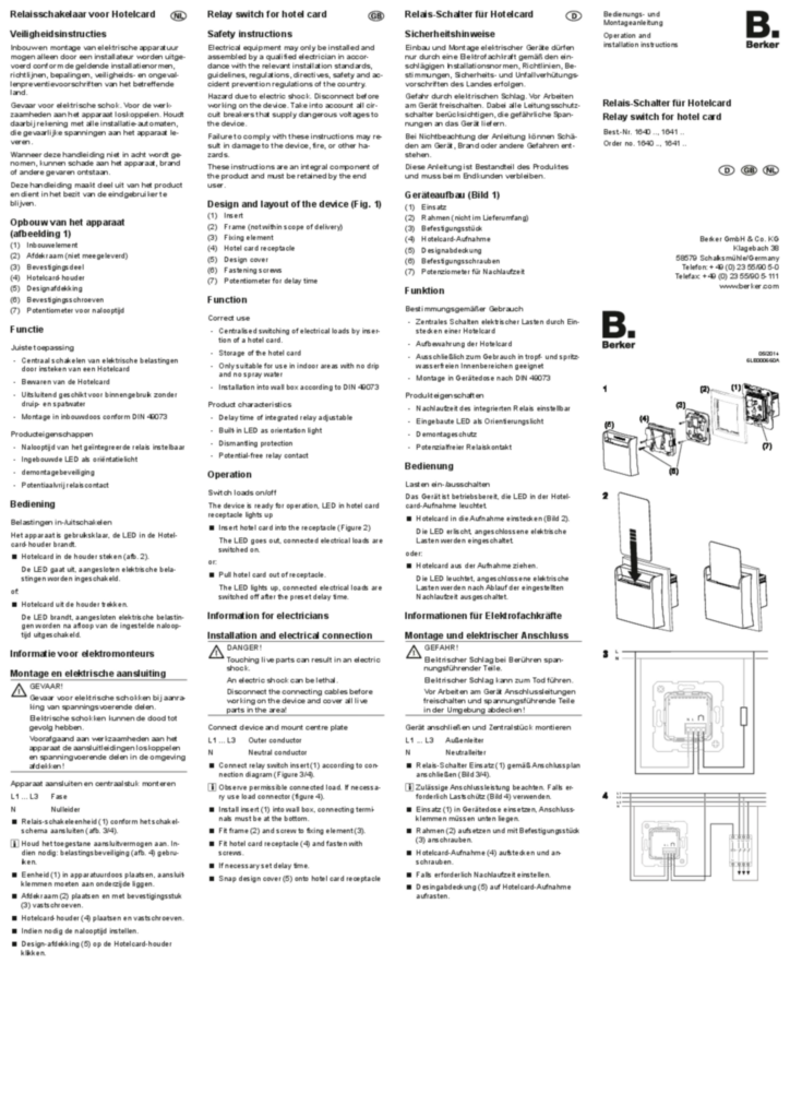 Slika Uputstvo za instalaciju en-GB, de-DE, nl-NL 2014-05-28  | Hager