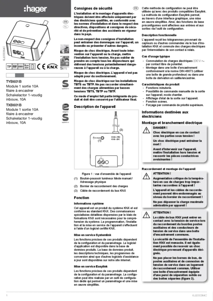 Afbeelding Installatiehandleiding fr-FR, nl-NL 2019-11-08 | Hager Belgium