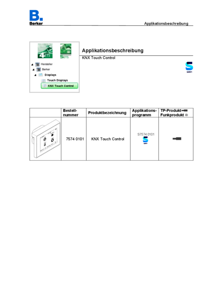 Bild Applikationsbeschreibung ETS für75740101 - KNX Touch Control (DE, 2016-07), ETS link | Hager Deutschland