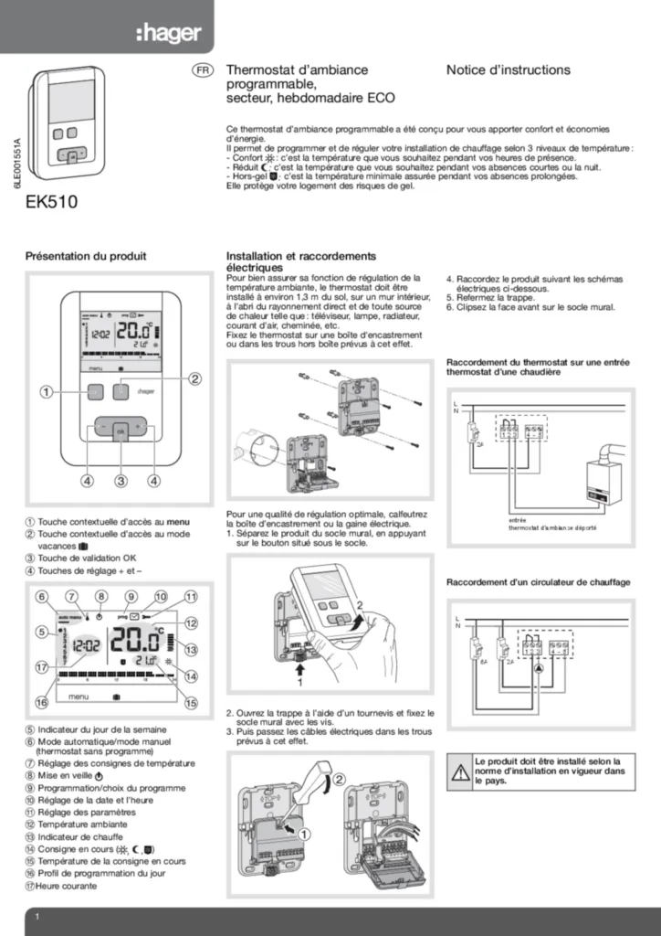 Image Notice EK510 FR | Hager Belgique