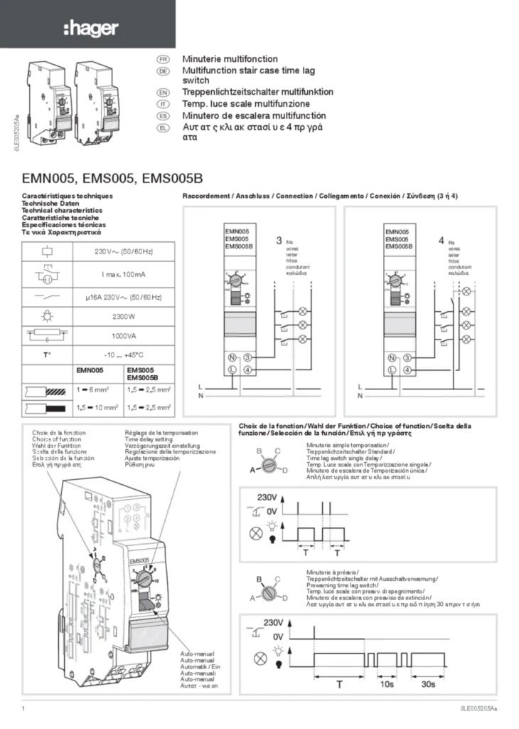 Image Notice Minuterie multifonction | Hager France