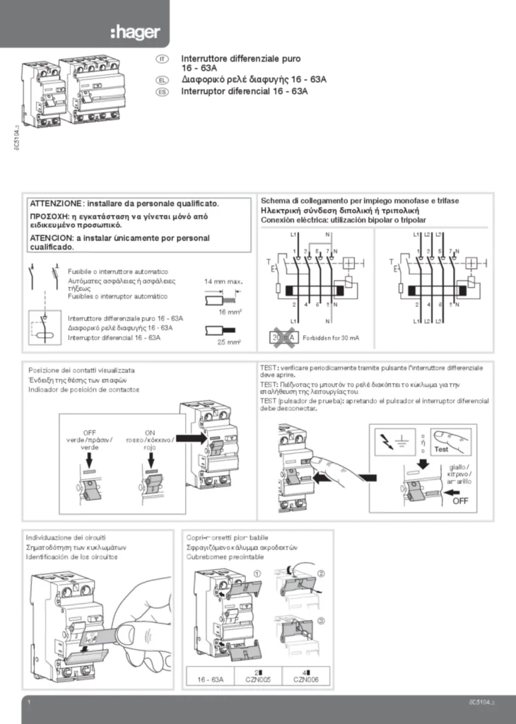 Imagen Manual de instalación es-ES, el-GR, it-IT 2014-11-03 | Hager España