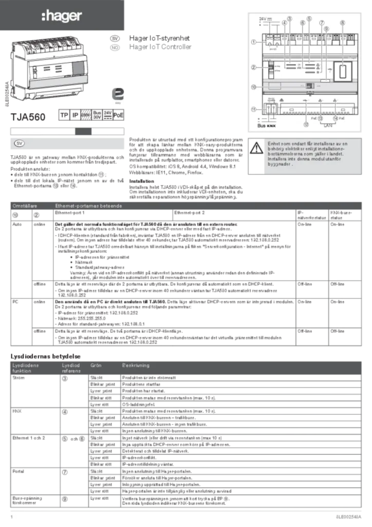 Bild Installationshandbok nn-NO, sv-SE 2014-01-10 | Hager Sverige