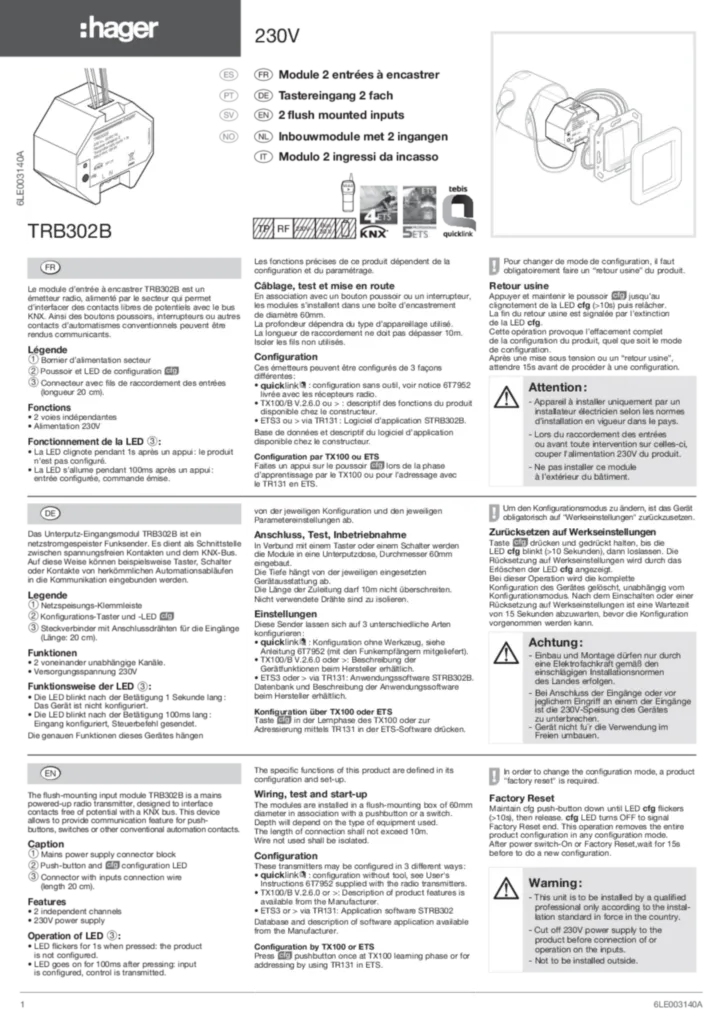 Slika Uputstvo za instalaciju en-GB, es-ES, fr-FR, de-DE, it-IT, nl-NL, nn-NO, pl-PL, pt-PT, sv-SE 2013-05-13  | Hager