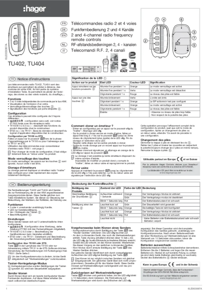 Εικόνα Installation manual en-GB, fr-FR, de-DE, it-IT, nl-NL, pl-PL 2009-07-03 | Hager