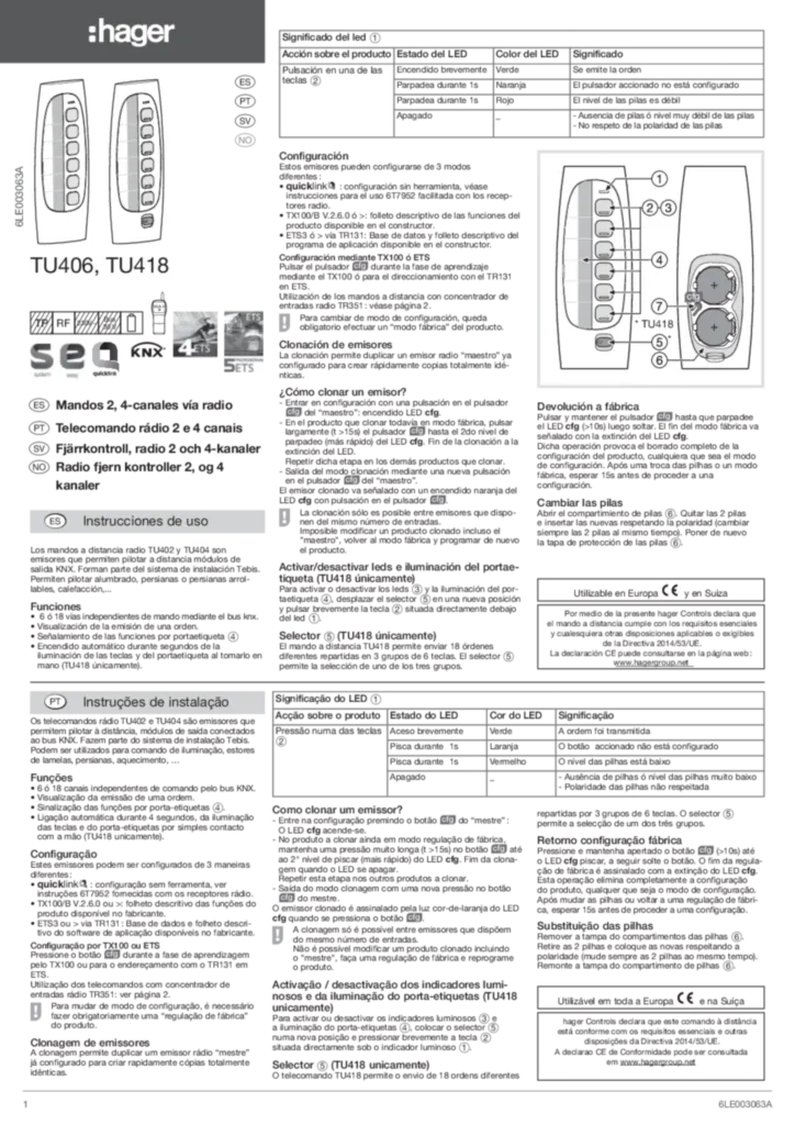 Imagem Manual de instalação es-ES, nn-NO, pt-PT, sv-SE 2011-03-14 | Hager Portugal