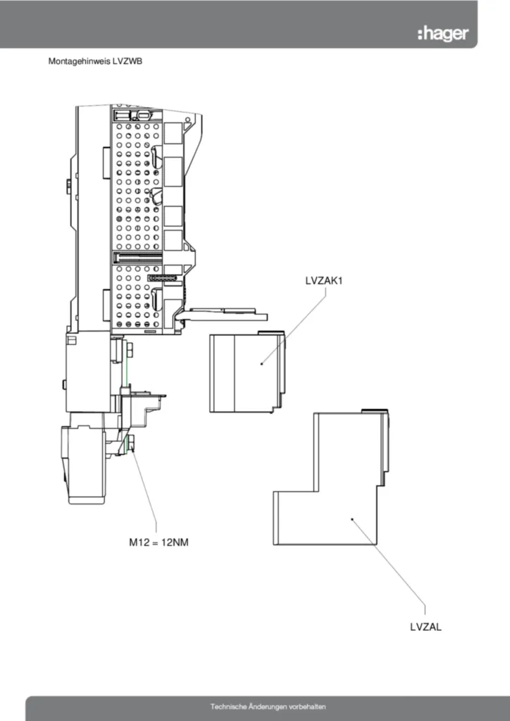 Bild Montageanleitung für LVZWB200 - Stromwandlerblock für LV NH1-3 3-Phasen (Stand: 07.2013) | Hager Deutschland