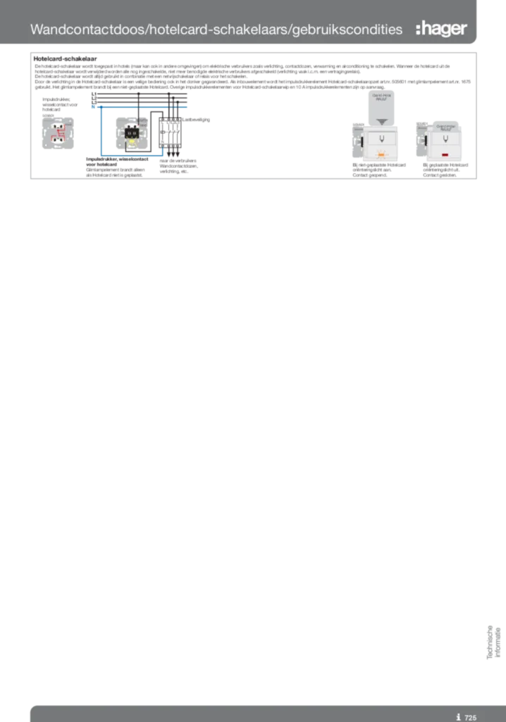 Afbeelding Technische informatie en toepassing van hotelcard-schakelaar | Hager Nederland