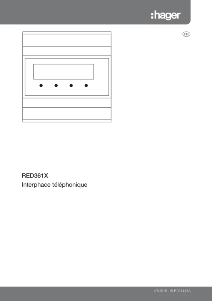 Image Notice d'instruction pour RED361X - Interphace téléphonique (FR 2015-08) | Hager Suisse