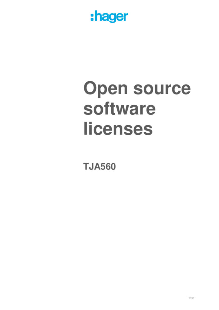 Bild Open Source Lizenz für TJA560 | Hager Deutschland