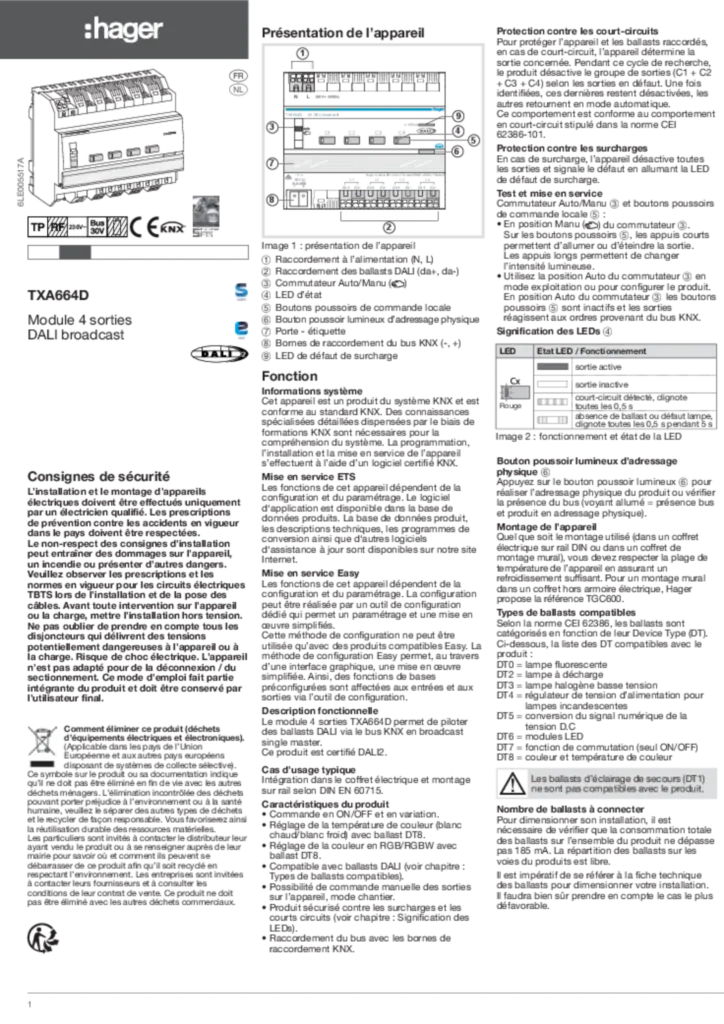 Afbeelding Installatiehandleiding fr-FR, nl-NL 2017-03-17 | Hager Belgium