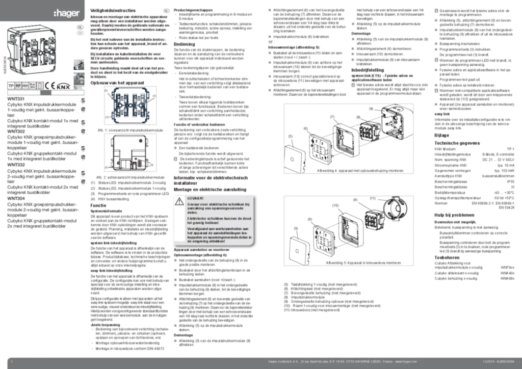 Afbeelding Installatiehandleiding da-DK, nl-NL 2016-12-19 | Hager Belgium
