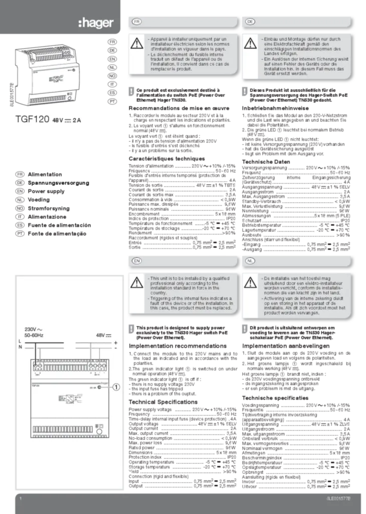 Εικόνα Installation manual en-GB, es-ES, fr-FR, de-DE, nl-NL, nn-NO, pt-PT 2016-07-04 | Hager