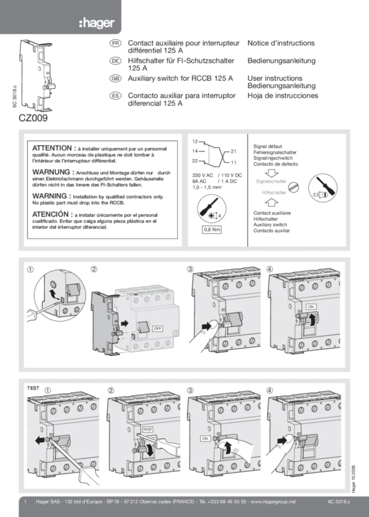 Afbeelding Installatiehandleiding en-GB, es-ES, fr-FR, de-DE 2020-01-01 | Hager Nederland