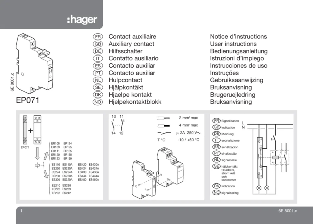 Afbeelding Installatiehandleiding da-DK, en-GB, es-ES, fr-FR, de-DE, it-IT, nl-NL, nn-NO, pt-PT, sv-SE 2020-01-01 | Hager Nederland