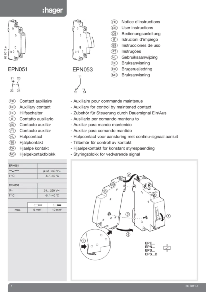 Afbeelding Installatiehandleiding da-DK, en-GB, es-ES, fr-FR, de-DE, it-IT, nl-NL, nn-NO, pt-PT, sv-SE 2020-01-01 | Hager Belgium