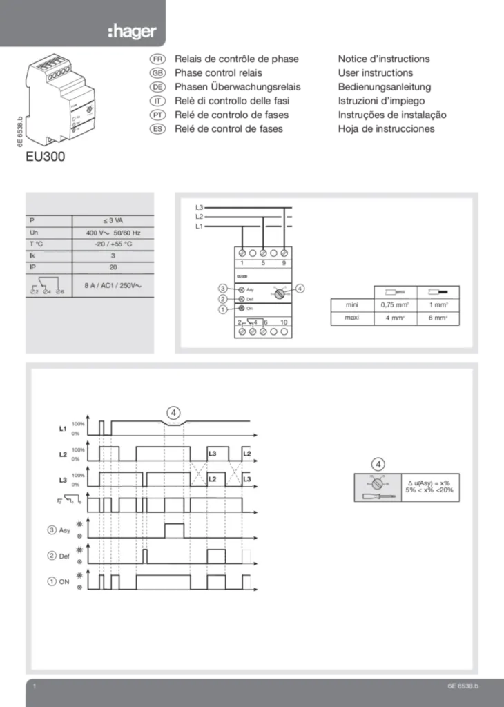 Image Relais de controle de phase EU300 | Hager France