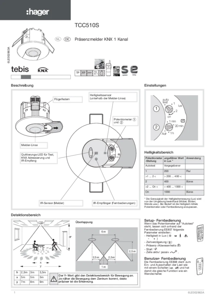 Image NOTICEDétecteur de présence 360° monobloc | Hager Belgique