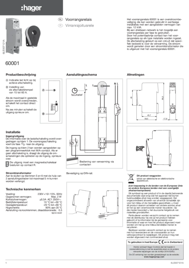 Image Notice pour délesteur | Hager Belgique