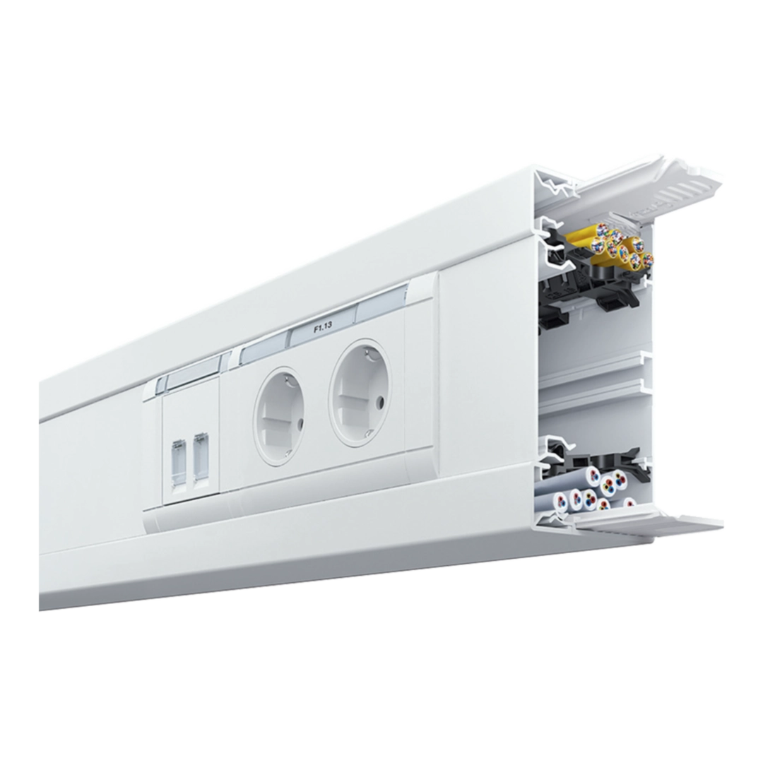 Brüs­tungs­ka­nalsys­teme Leitungs­füh­rungs- und Raum­an­schluss­sys­teme | Hager DE