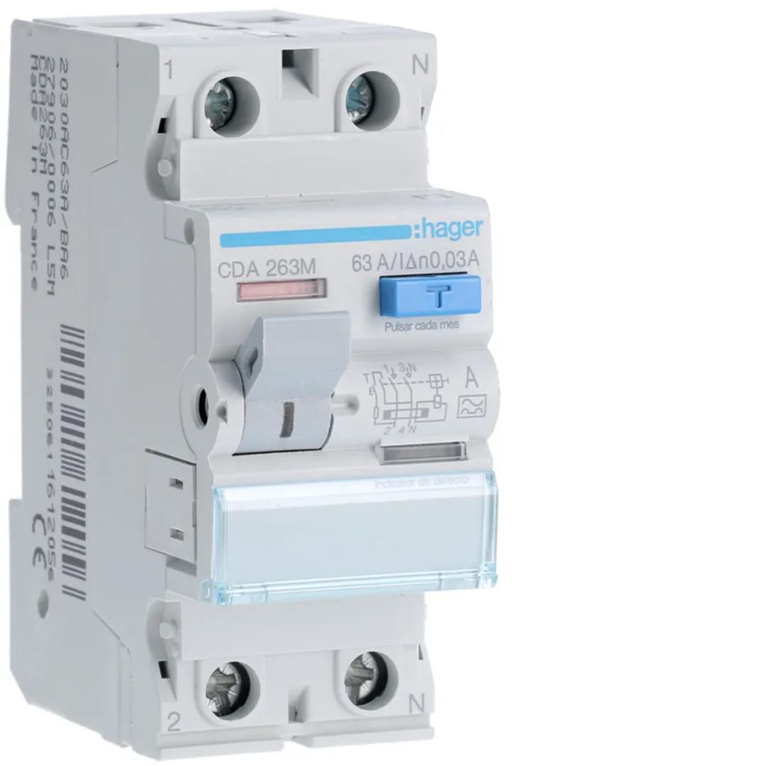 CDA263M - Interruptor diferencial 2P 63A 30mA tipo A