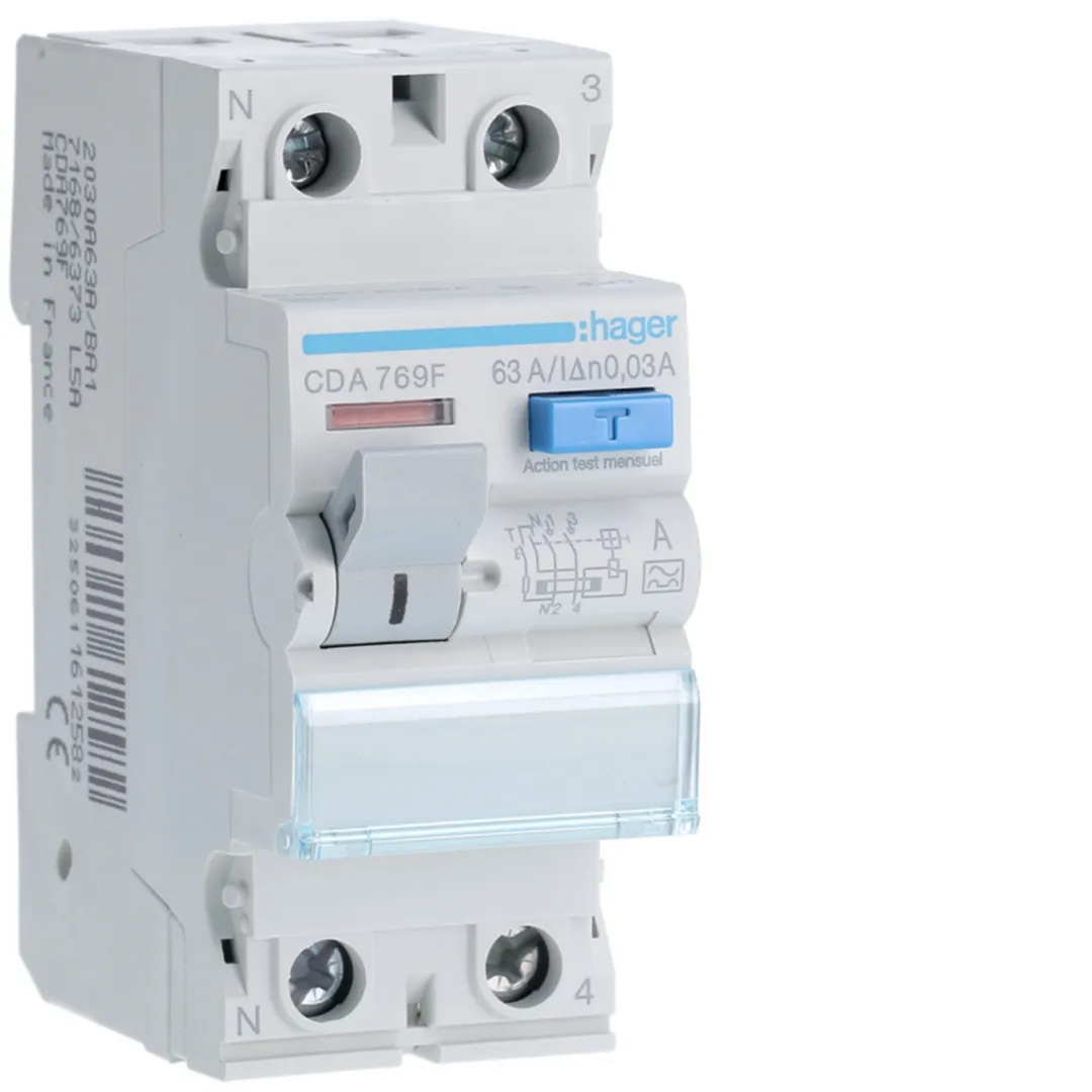 CDA769F - Interrupteur différentiel 2P 63A 30mA type A