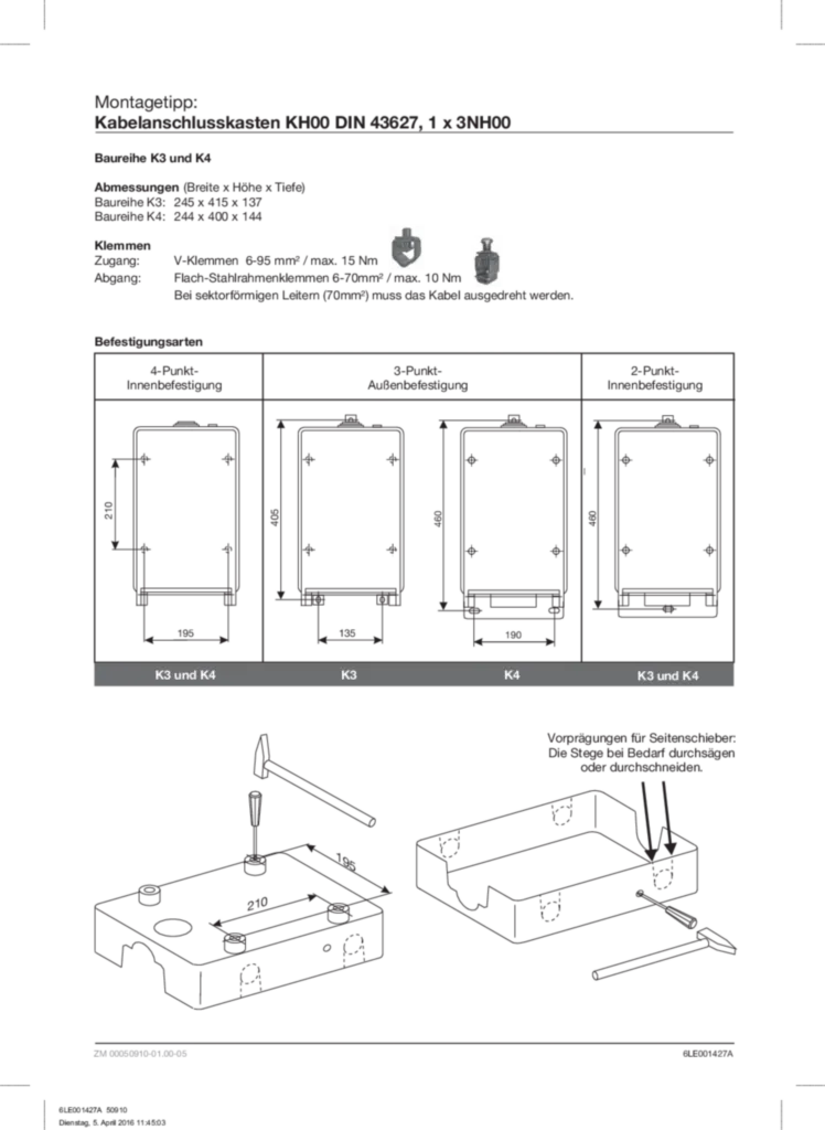 Bild Montageanleitung für Hausanschlusskästen K3 + K4 | Hager Deutschland