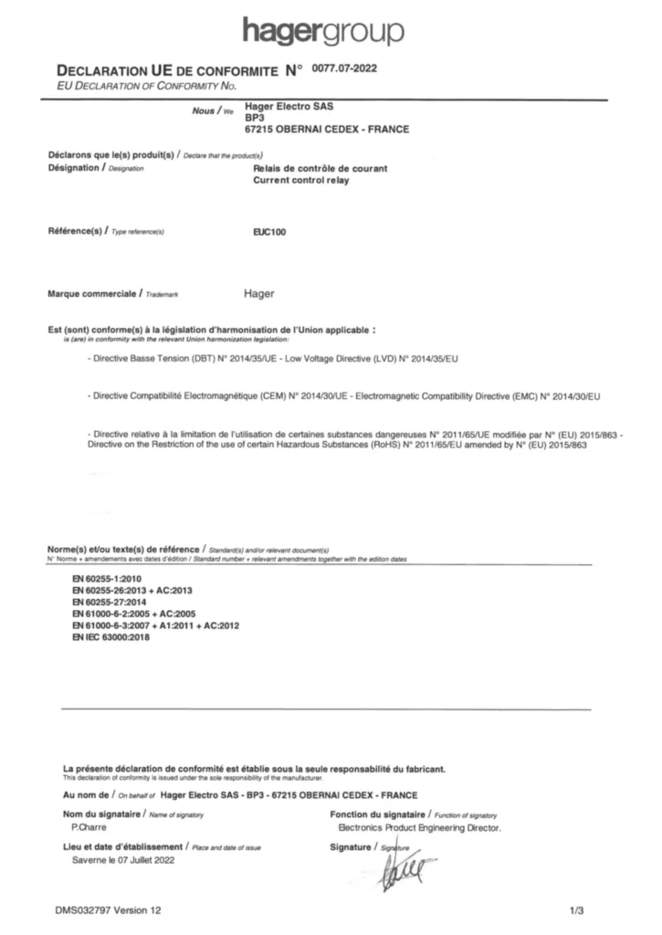 Image Déclaration de conformité fr-FR, en-GB 2023-12-11 | Hager France